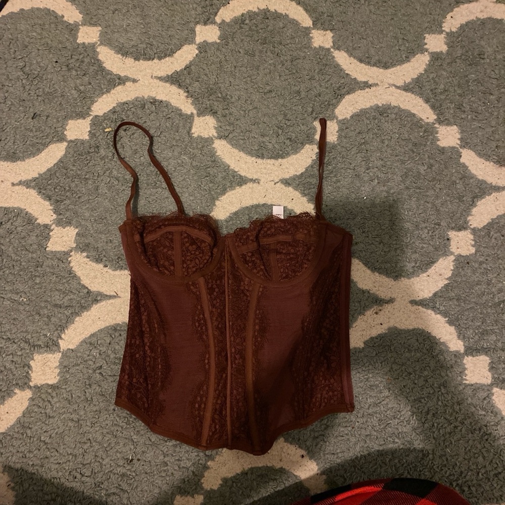 Urban Outfitters Brown Modern Love Corset Top